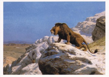 león sobre roca Jean Leon Gerome Pinturas al óleo